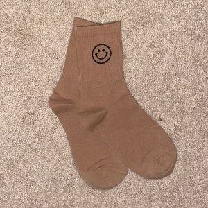 Light Brown Smiley Face Socks
